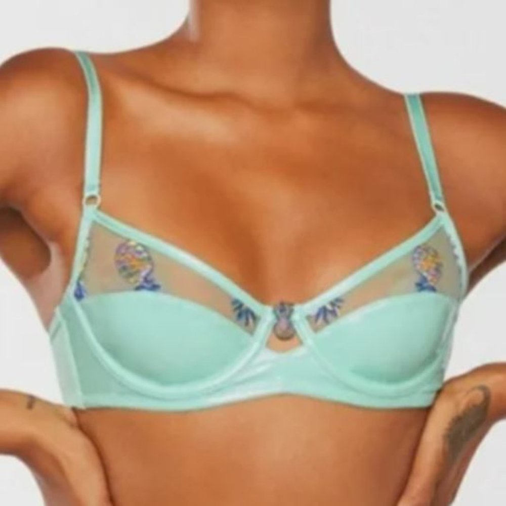 Savage X Fenty Tutti Fruity Embroidered Tulle & Vinyl bra only